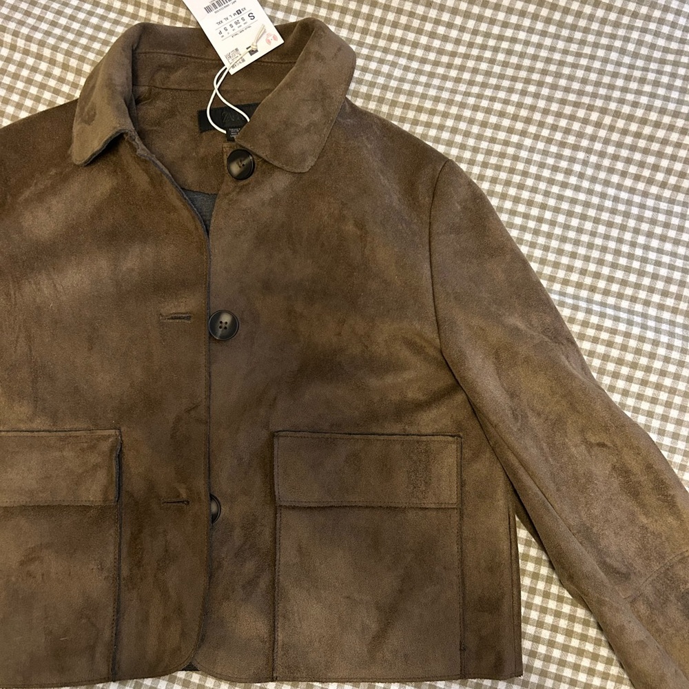 NWT Zara Faux Suede Cropped Jacket - Picture 2 of 3